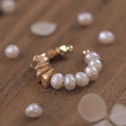 ｜3way｜Freshwater pearl x gold ring cuff