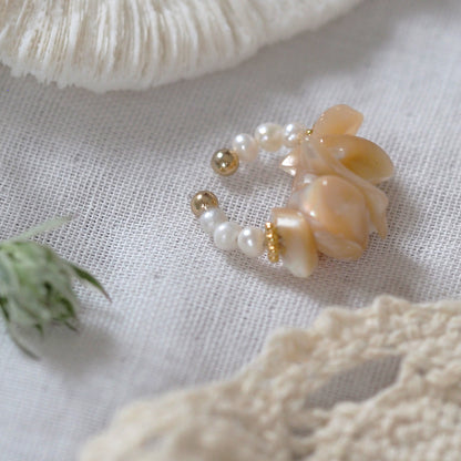 Mother of pearl x freshwater pearl ear cuff | June birthstone