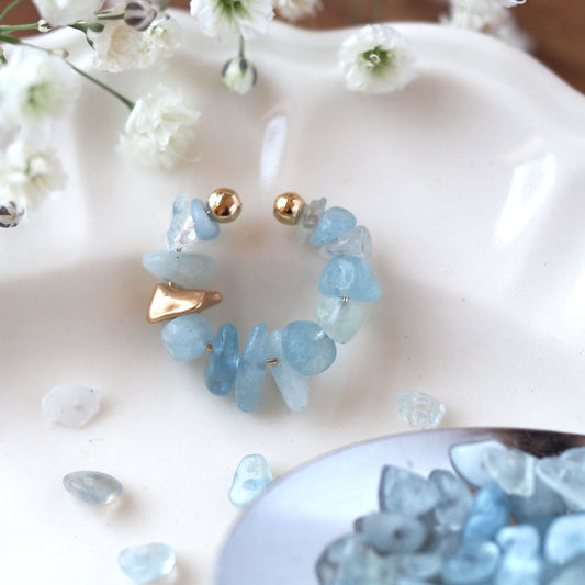 Natural stone Sazare crystal ear cuff | April birthstone