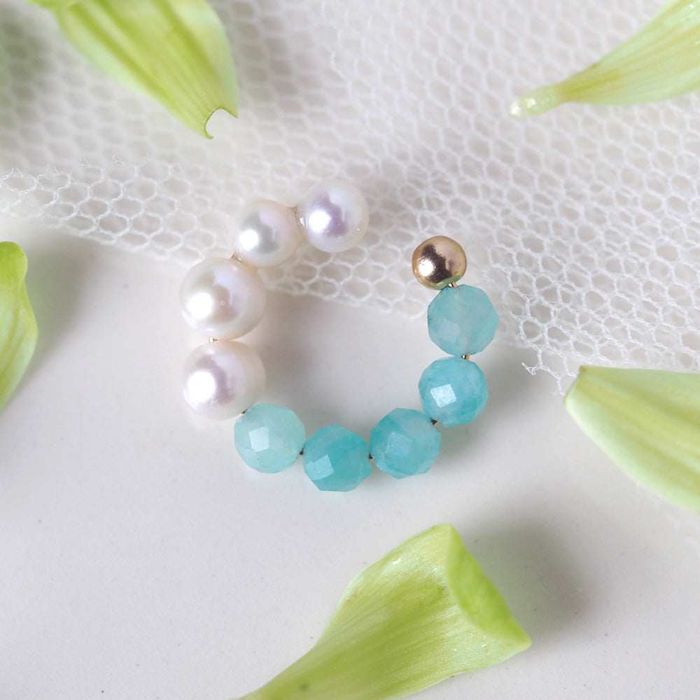 | 2way | Amazonite silica x freshwater pearl ear cuff