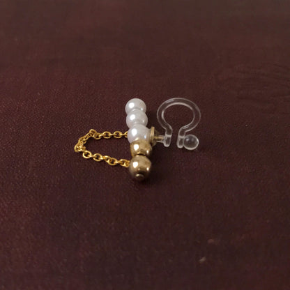 Freshwater pearl and cut bead ear cuff | June birthstone