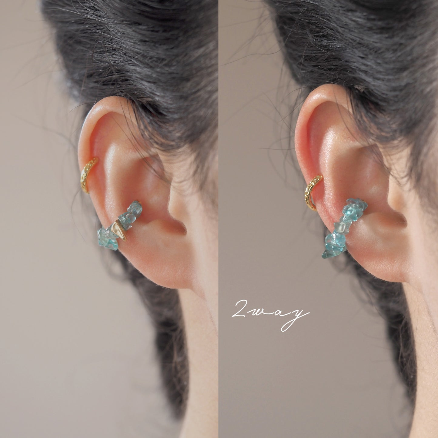 Natural stone Sazare crystal ear cuff | April birthstone