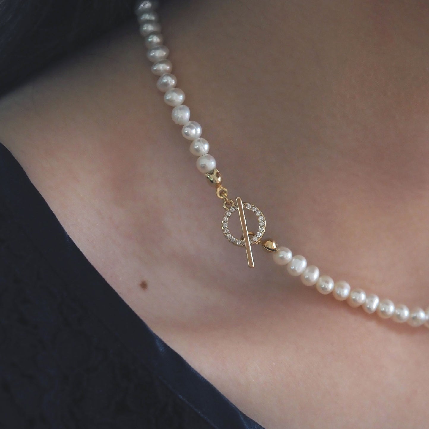 ｜2way｜Freshwater pearl necklace｜With mantel stone｜Quality AA+