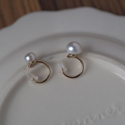 Single freshwater pearl ear cuff | 6mm/8mm | High quality AAA