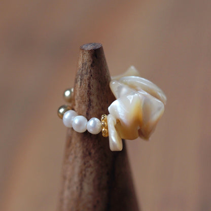 Mother of pearl x freshwater pearl ear cuff | June birthstone