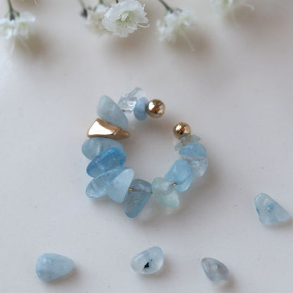 Natural stone Sazare crystal ear cuff | April birthstone