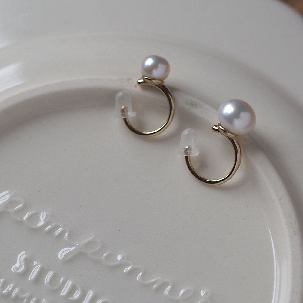 Single freshwater pearl ear cuff | 6mm/8mm | High quality AAA