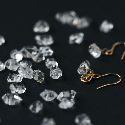 Herkimer Diamond | 14kgf Earrings | Initials of your choice | Large AAA ~Personalize Crystal