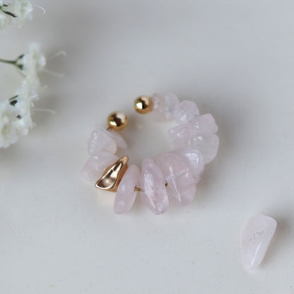 Natural stone Sazare crystal ear cuff | April birthstone