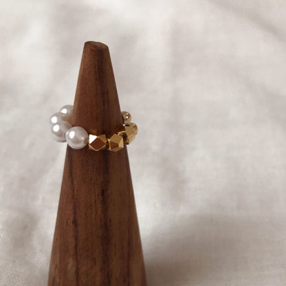 Freshwater pearl and cut bead ear cuff | June birthstone