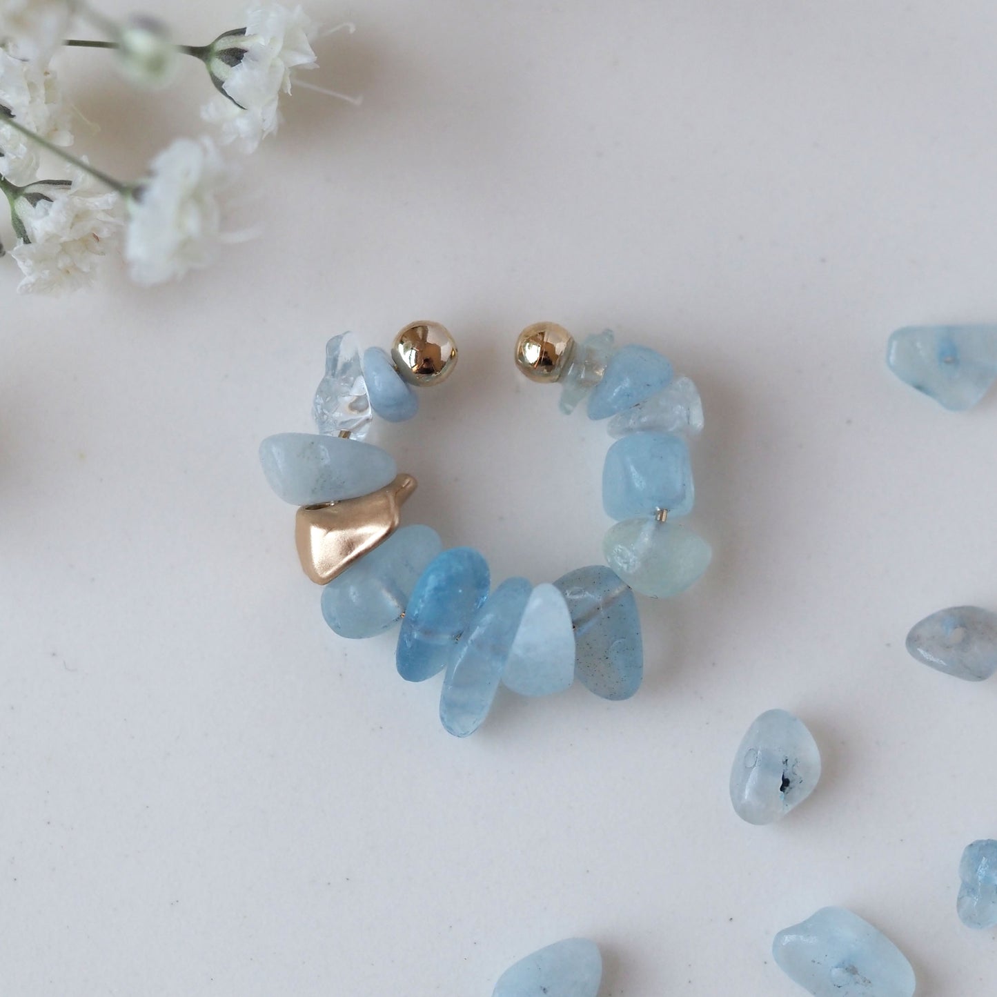 Natural stone Sazare crystal ear cuff | April birthstone