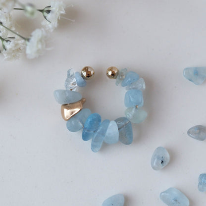 Natural stone Sazare crystal ear cuff | April birthstone