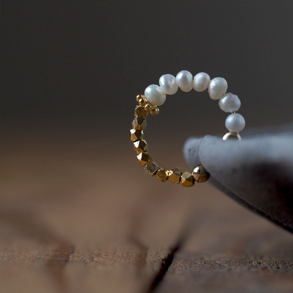 | 2way | Freshwater pearl x gold ear cuff