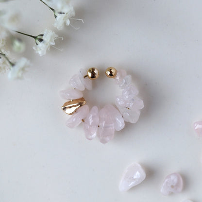 Natural stone Sazare crystal ear cuff | April birthstone