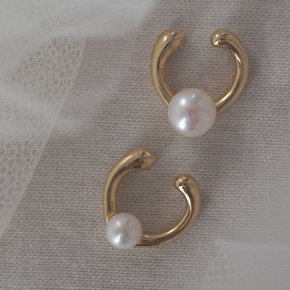 Falling freshwater pearl ear cuff | 6mm/8mm | High quality AAA | Nickel-free plating