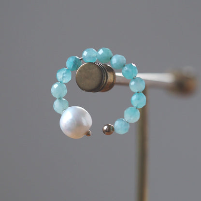 | 2way | Amazonite silica x freshwater pearl ring cuff | Ear cuff/ring