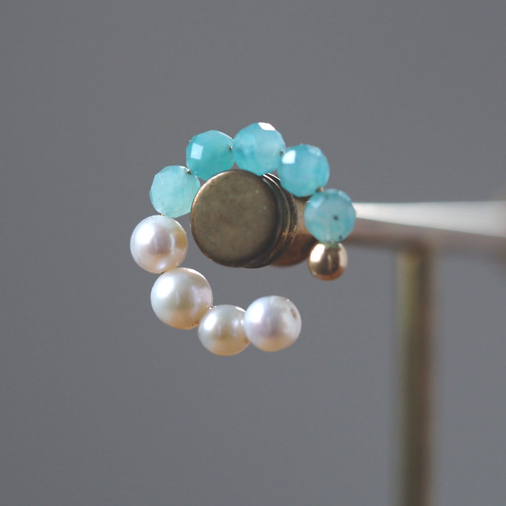 | 2way | Amazonite silica x freshwater pearl ear cuff