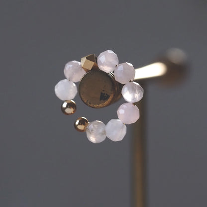 Natural stone rose quartz ear cuff | Round cut 4mm | Quality AA | October birthstone