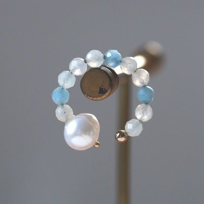 | 2way | Aquamarine x freshwater pearl ring cuff | Ear cuff/ring | March and June birthstones