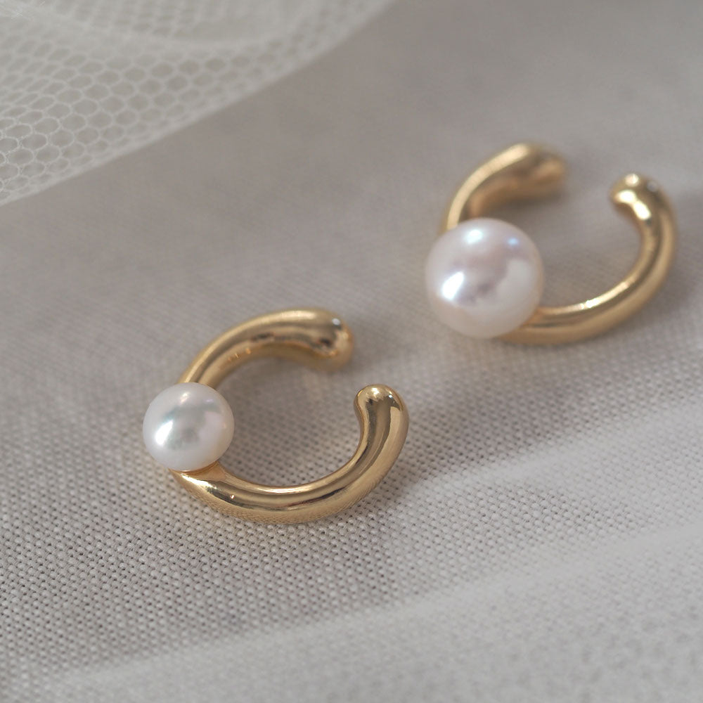 Falling freshwater pearl ear cuff | 6mm/8mm | High quality AAA | Nickel-free plating