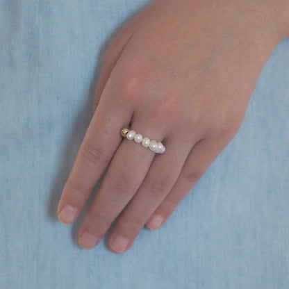 ｜3way｜Freshwater pearl ring cuff｜June birthstone