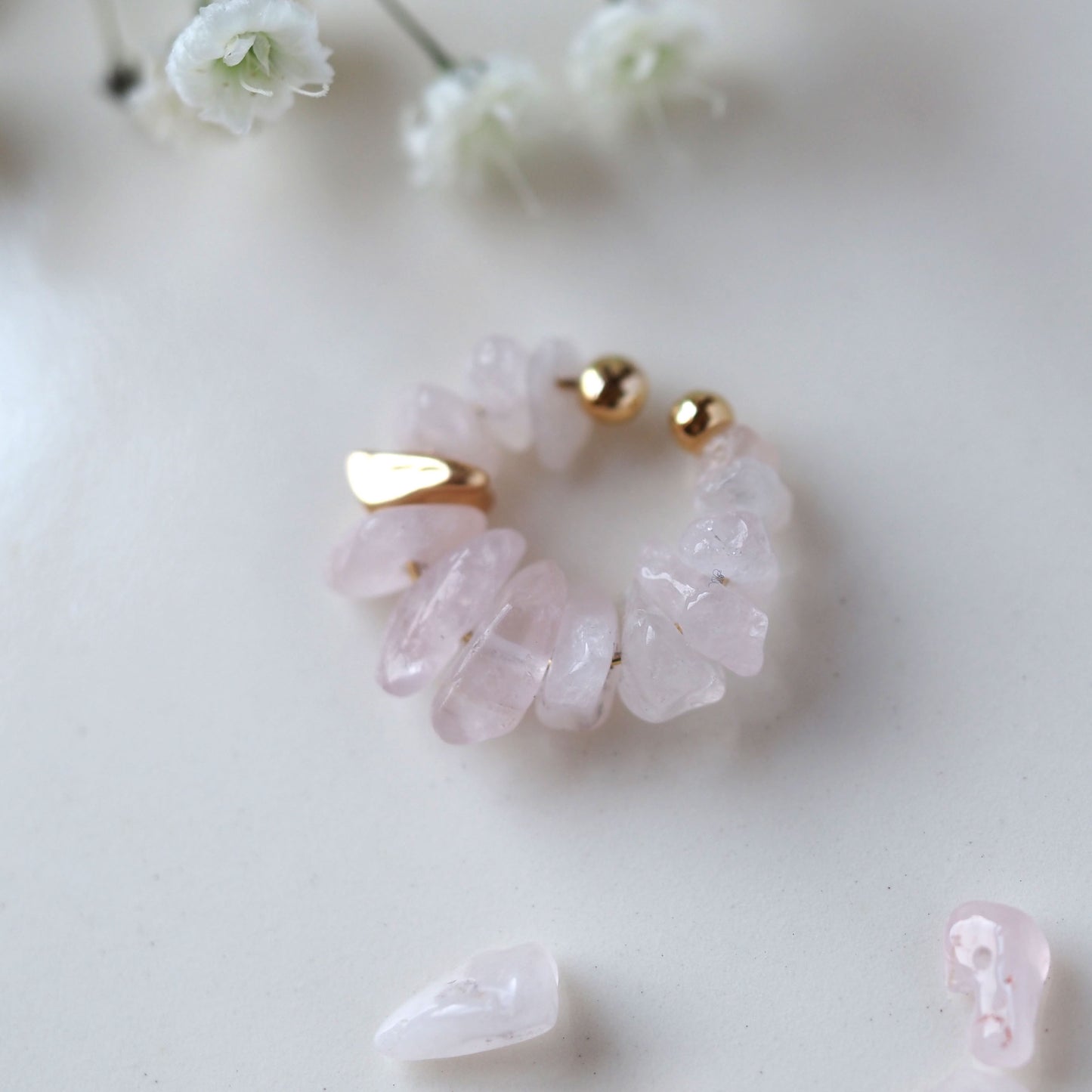 Natural stone Sazare crystal ear cuff | April birthstone