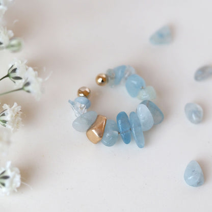 Natural stone Sazare crystal ear cuff | April birthstone