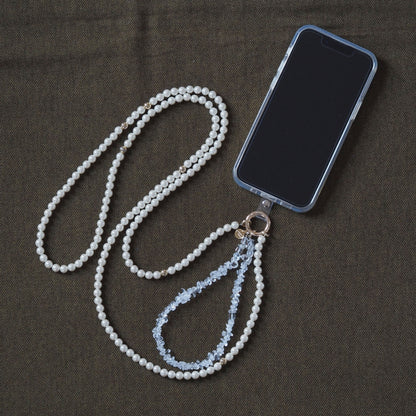 3way | Natural stone crystal x pearl smartphone shoulder | Compatible with all models | 1/2 rows